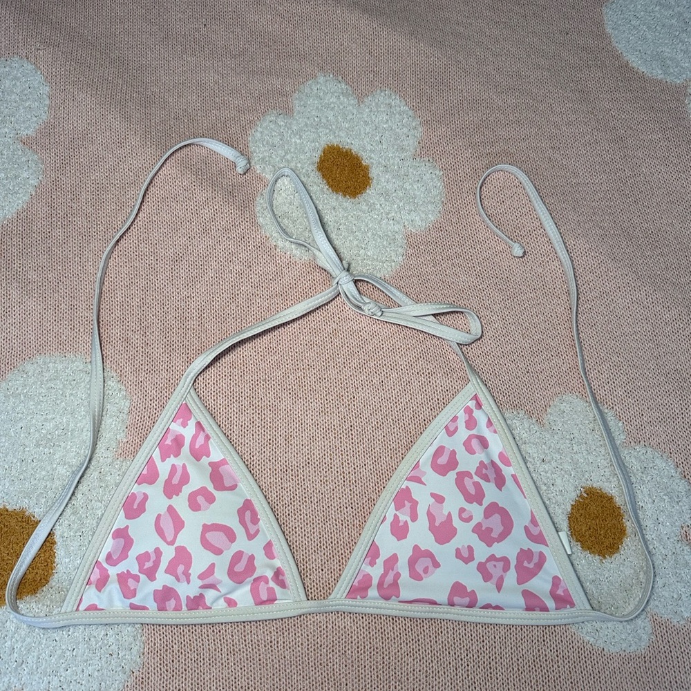 Pink Leopard Print Bikini Top